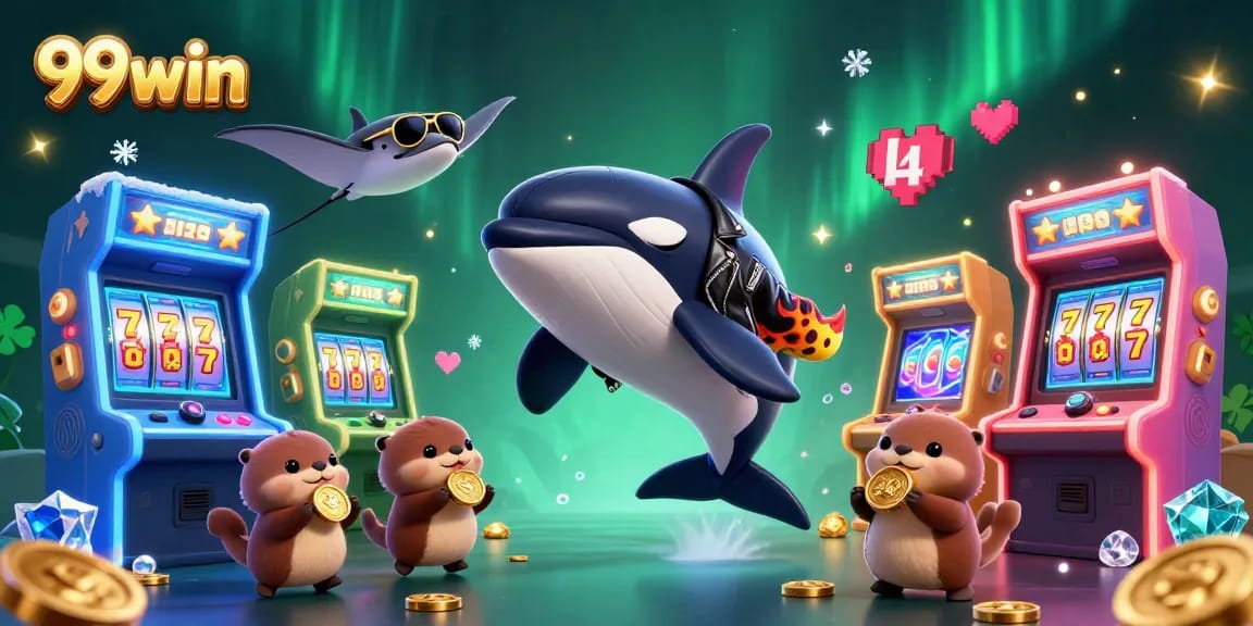 Winning at 99win with a dynamic scene of animated characters and uplifting casino elements.