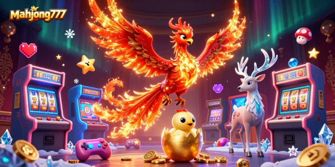 Experience mahjong777's vibrant casino scene featuring mythical creatures and gaming excitement.