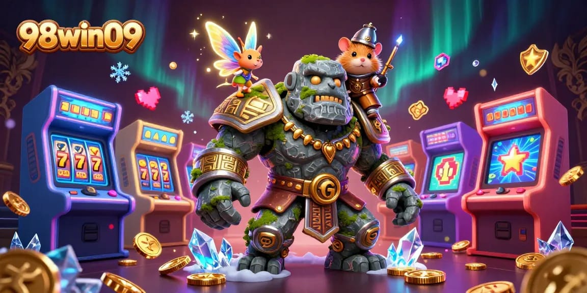 Engage in exciting gameplay at 98win09's vibrant casino with colorful slots and enchanting characters.