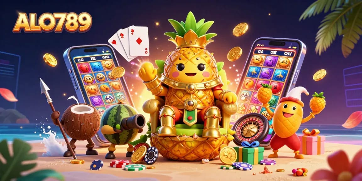 Experience the excitement of ALO789's vibrant beach casino scene with dynamic gaming elements.