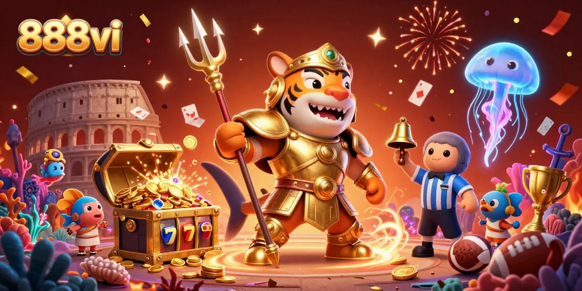 Engage with 888vi's thrilling underwater casino adventure featuring lively characters and exciting game elements.