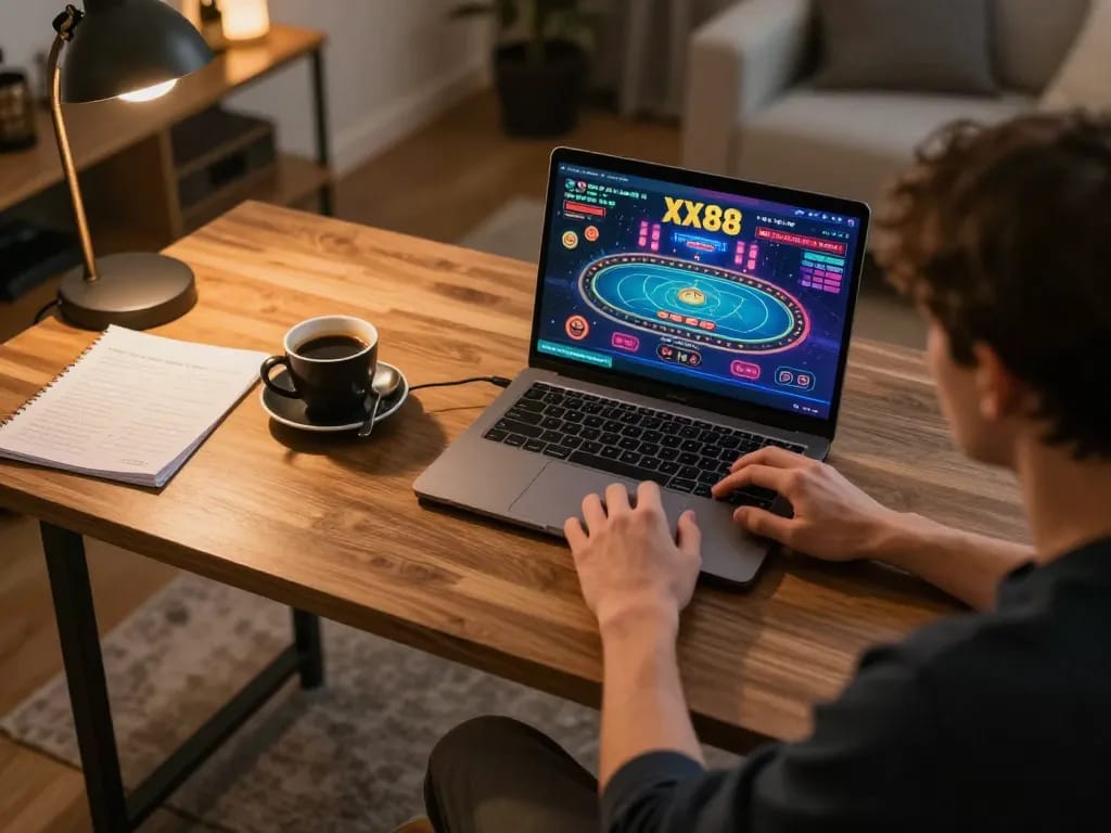 Engaging online gaming session at XX88 platform, showcasing vibrant live dealer interface.