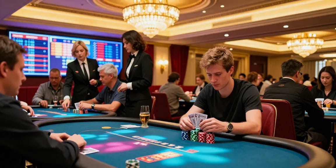 High-stakes gaming at iwin casino featuring players and lavish decor