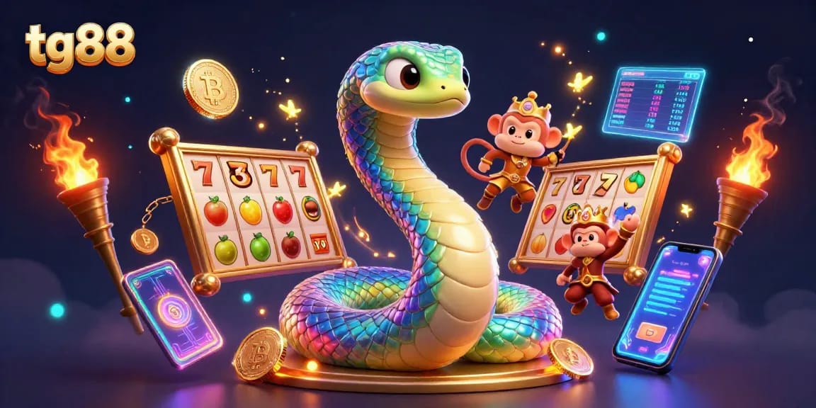 Experience tg88 gaming thrills with vibrant 3D casino elements and colorful characters.