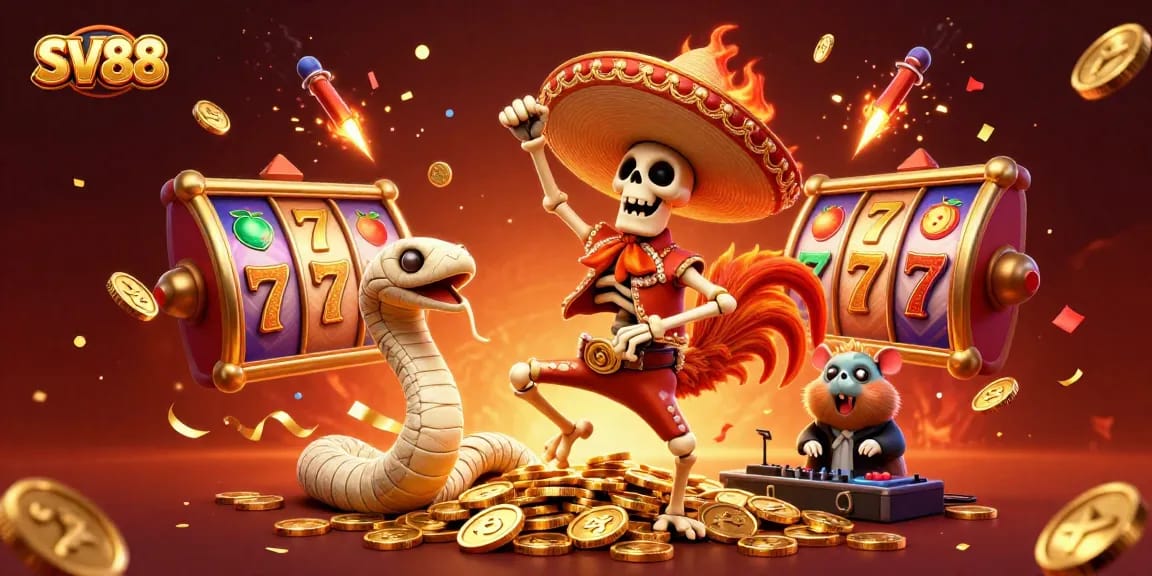 Win big with SV88 in this vibrant casino-themed 3D fiesta featuring mystical characters.