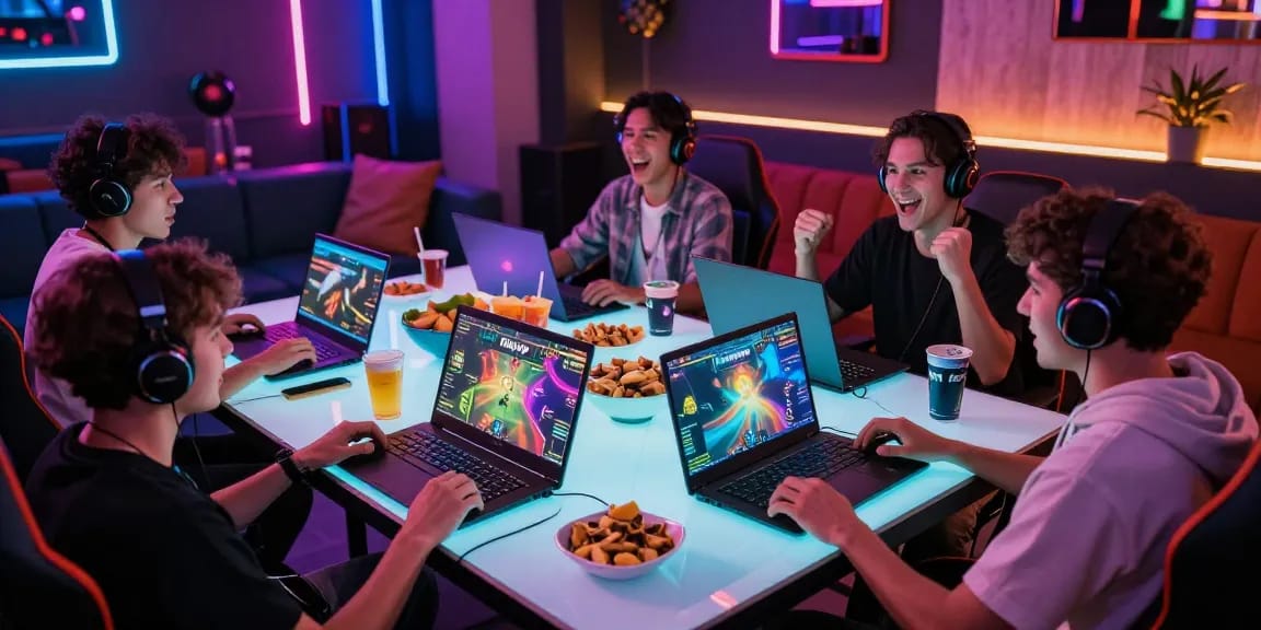 Engaging scene of players enjoying Rikvip game in a vibrant gaming lounge.
