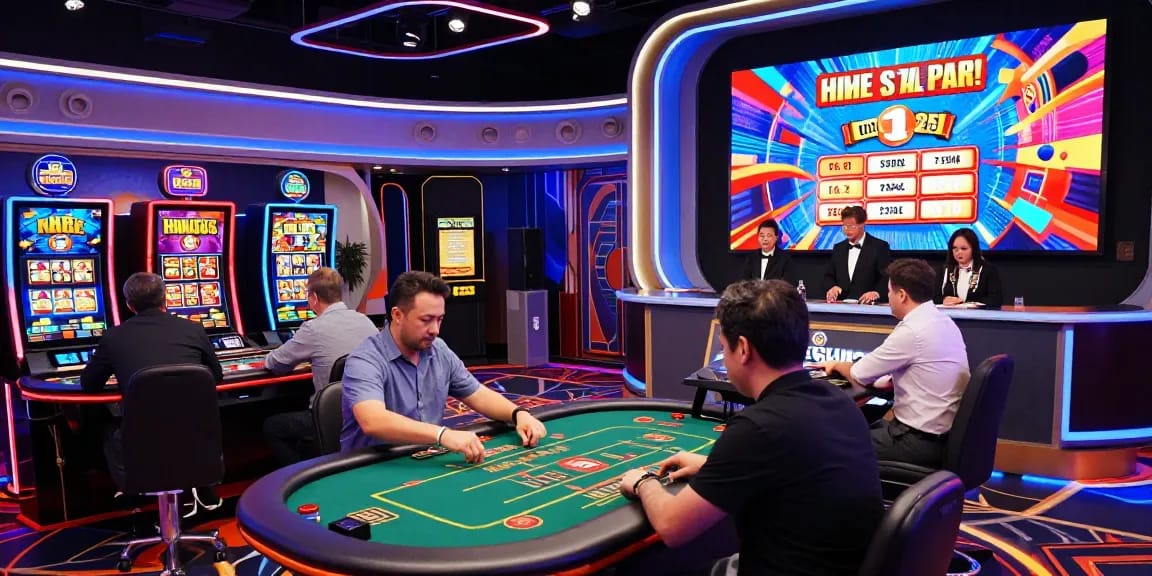 Migliori casino non AAMS che mostrano un'atmosfera emozionante di giochi da casinò online con diversi giocatori che si divertono con le slot e i giochi con croupier dal vivo.