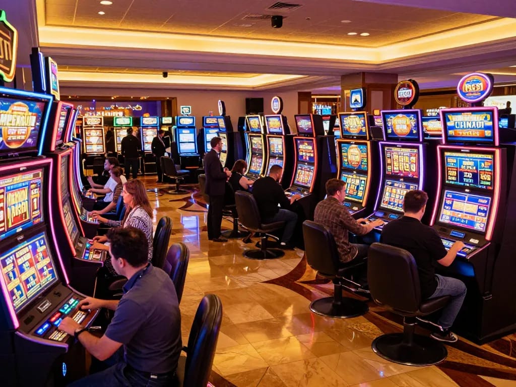 Players spin and win on vibrant slot machines at 789 casino, capturing the excitement of gaming.