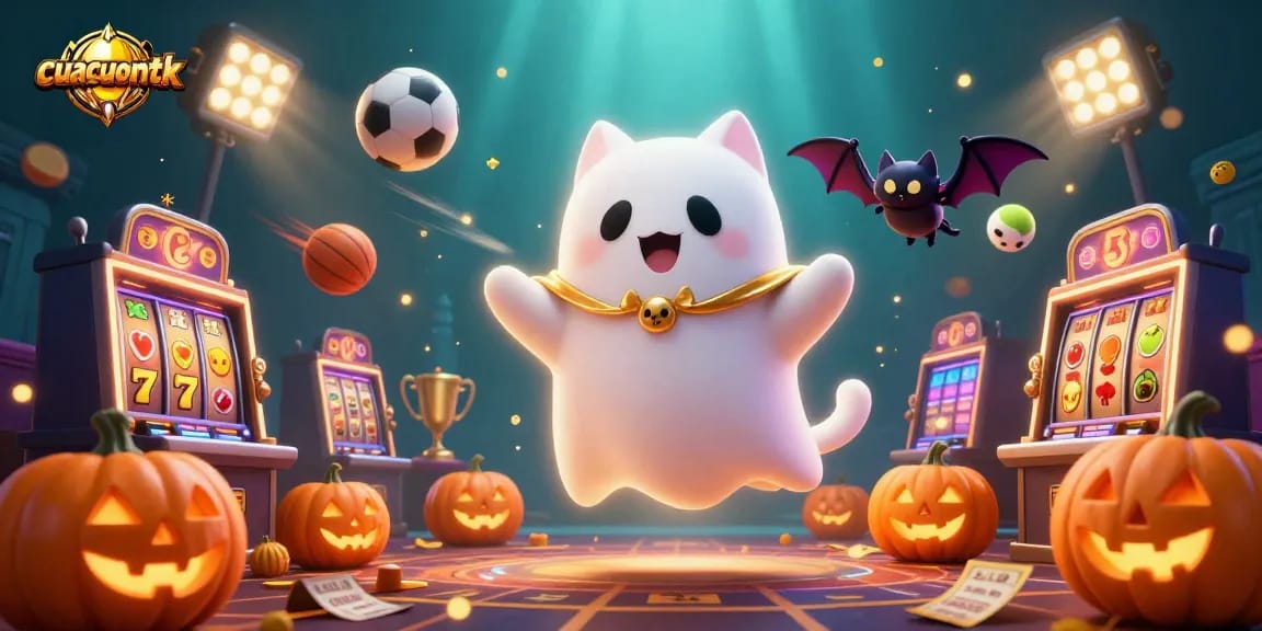 Experience thrilling gaming at cuacuonttk with a vibrant haunted casino scene filled with dynamic elements.
