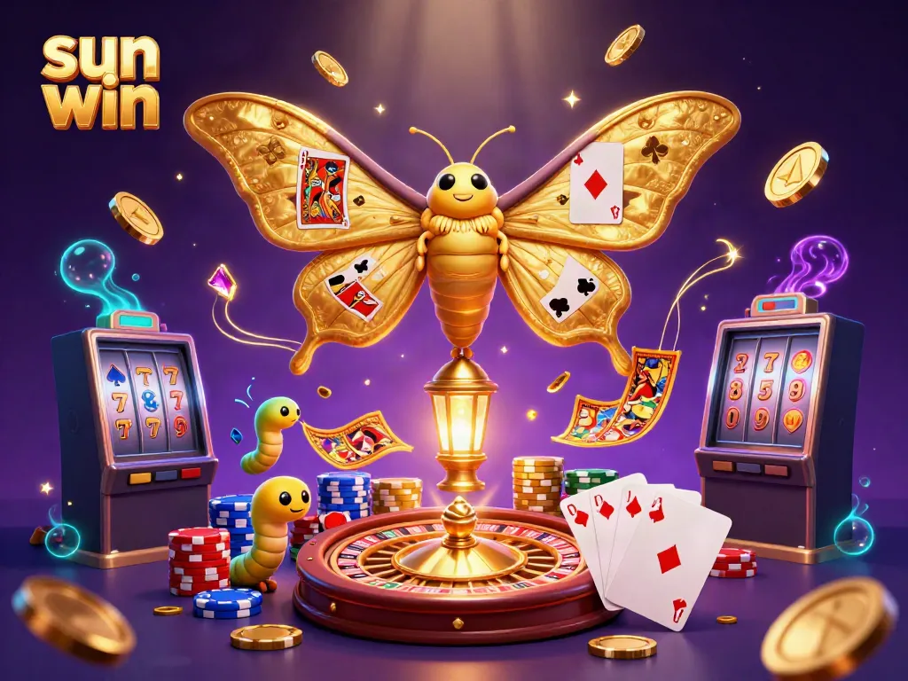 Win big with sun win while enjoying dynamic casino scenes filled with golden coins and lavish game elements.