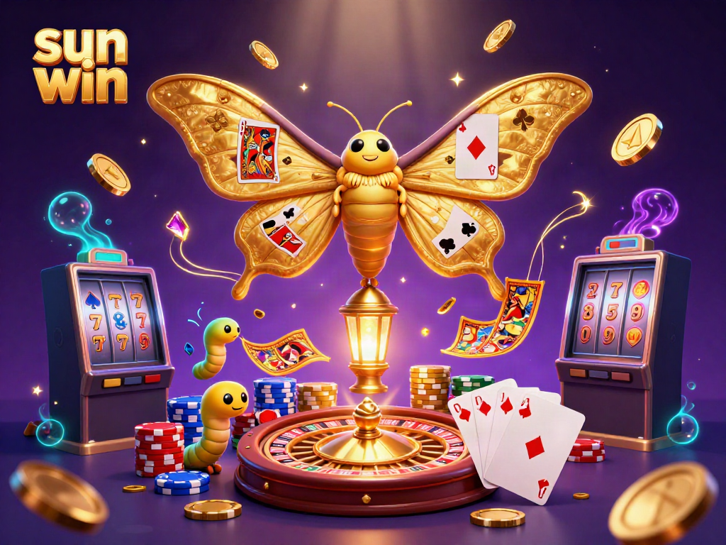 Win big with sun win while enjoying dynamic casino scenes filled with golden coins and lavish game elements.