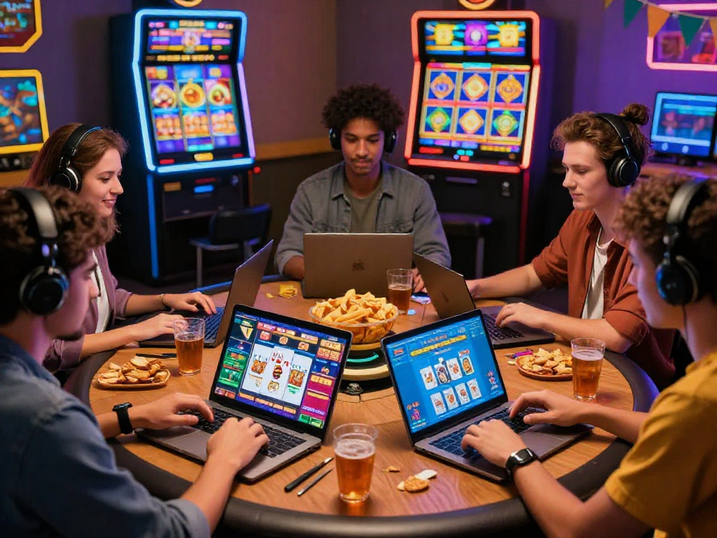 I migliori casino non AAMS: amici che giocano online in un ambiente accogliente.
