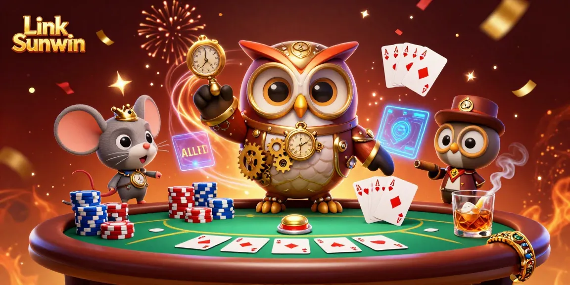 Win big with Link Sunwin in this vibrant 3D casino illustration featuring the excitement of poker.