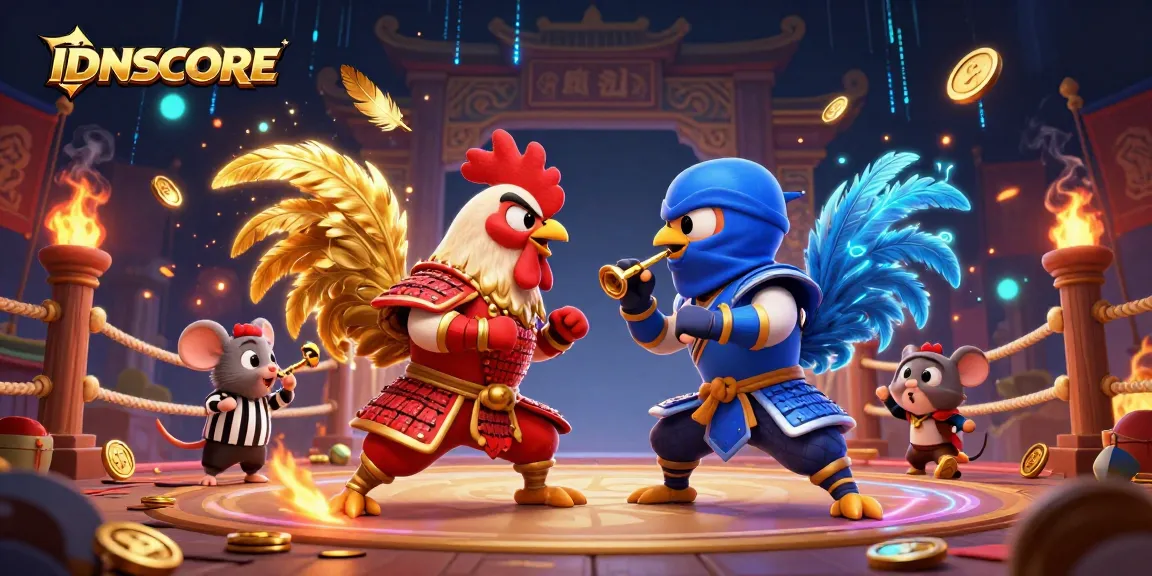 IDNSCORE brings excitement to the arena with fighting roosters showcasing thrilling competition.