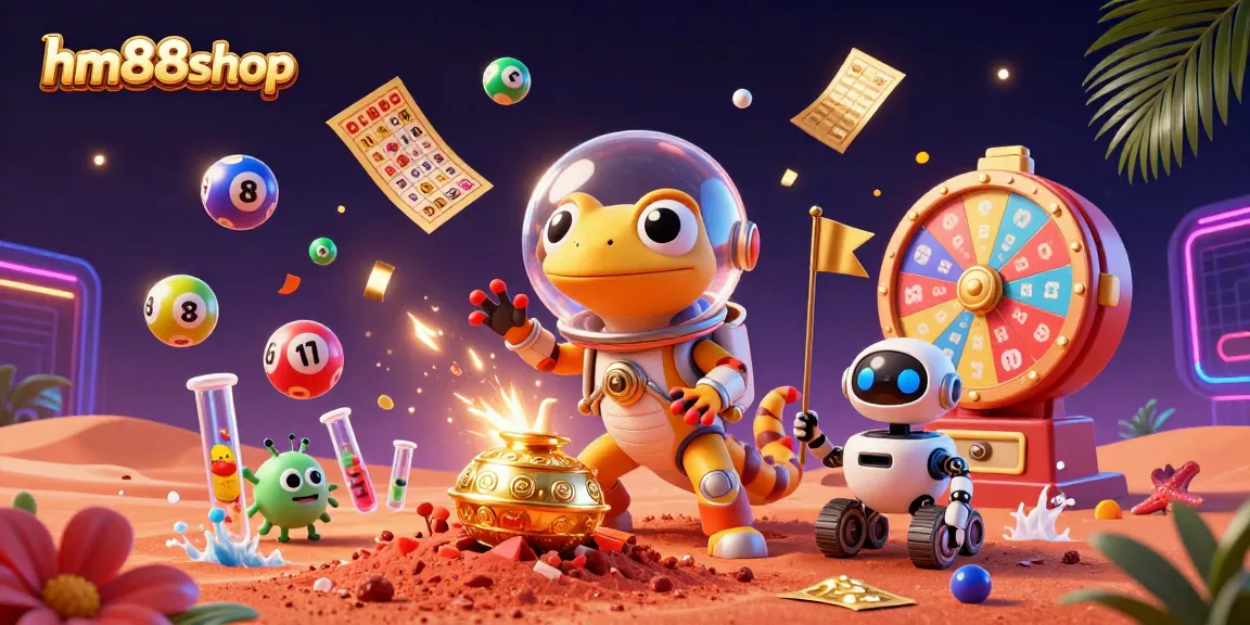 Engage with exciting gameplay at hm88shop with a 3D cartoon Martian and dynamic lottery elements.