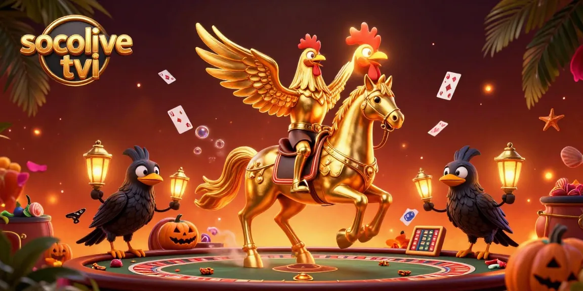 Engage with socolive tivi at a midnight casino featuring a golden rooster and dynamic gambling elements.