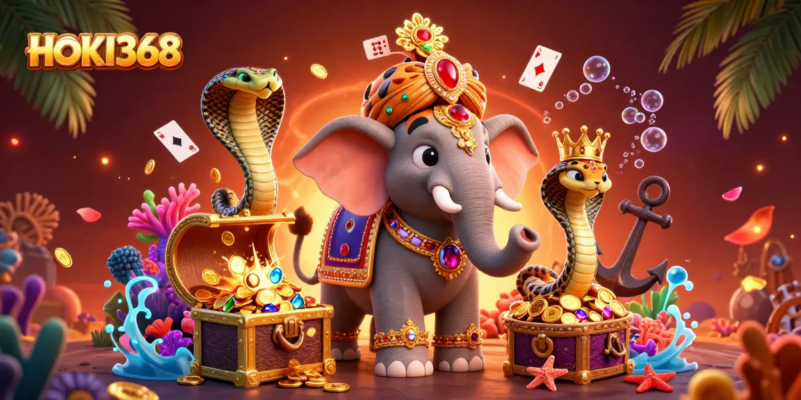 Experience classic gaming thrills with HOKI368's vibrant 3D casino scene.