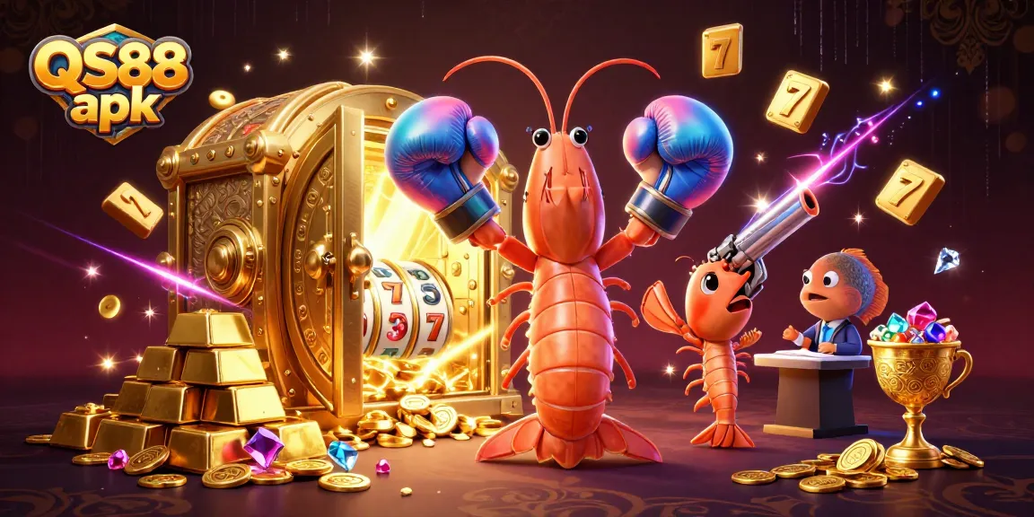 Play exciting casino games with QS88 apk featuring vibrant characters, gold treasures, and dynamic gaming elements.