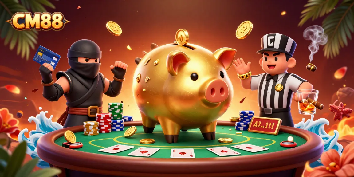 CM88 showcases exciting gameplay as the golden piggy bank sumo wrestler reveals treasures in a dynamic casino environment.