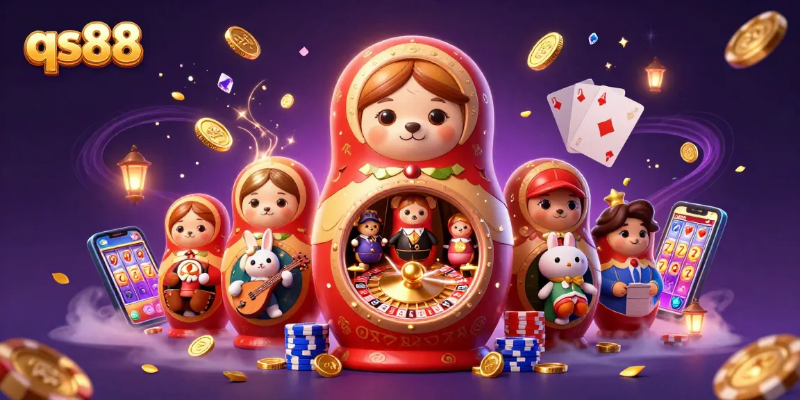 Experience thrilling casino excitement with qs88 in a vibrant 3D illustration featuring playful characters and casino elements.