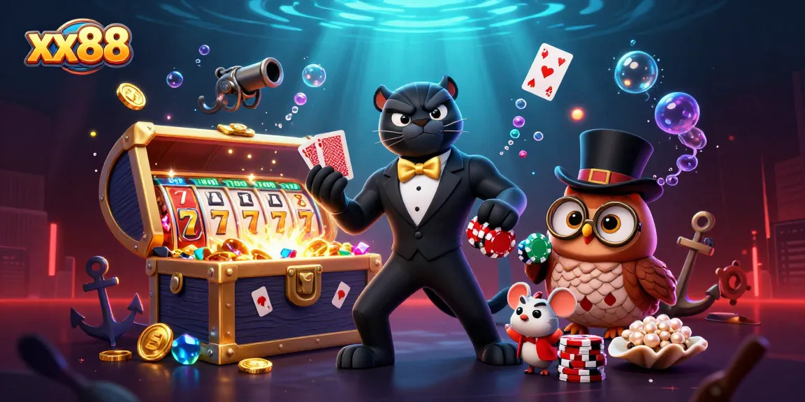 Experience the excitement at xx88 as stylish characters engage in thrilling slot games and jackpots.