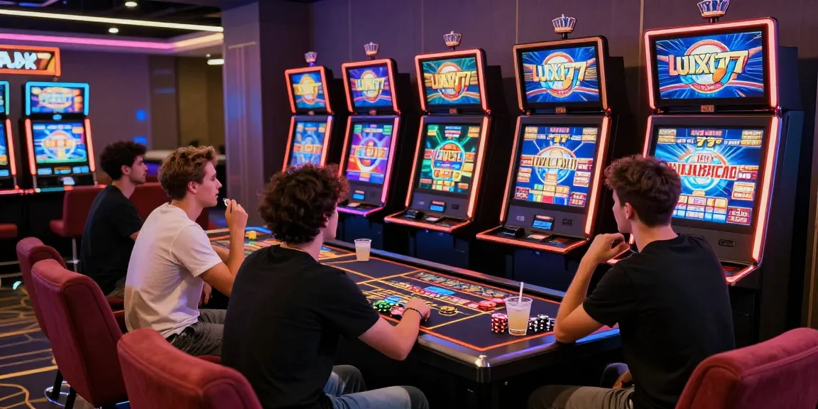 Pengalaman bermain LUXURY777 di lounge judi modern dengan suasana ceria dan penuh warna.