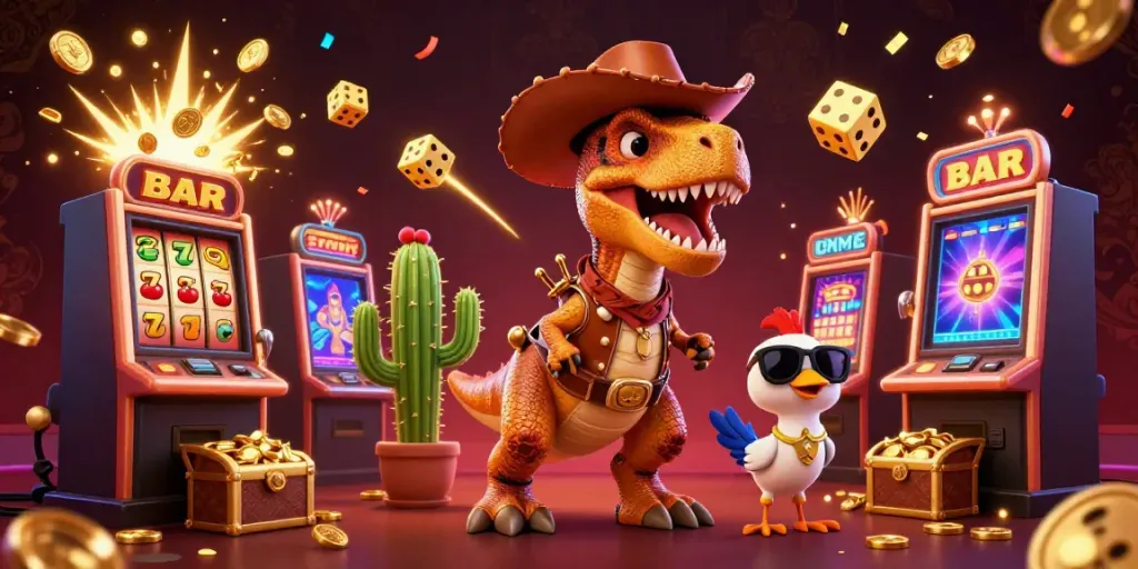 Engage in thrilling gameplay with TK11's vibrant 3D casino characters amidst jackpot excitement.