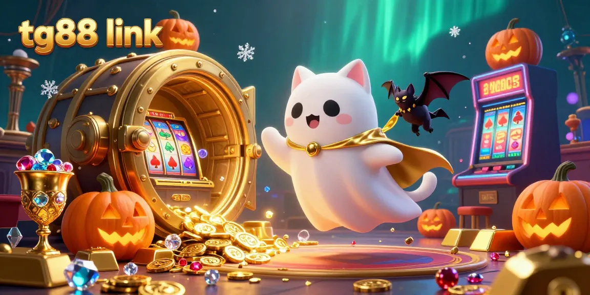 Win big with tg88 link at the dazzling casino Mansion alongside a ghost cat and vampire bat.