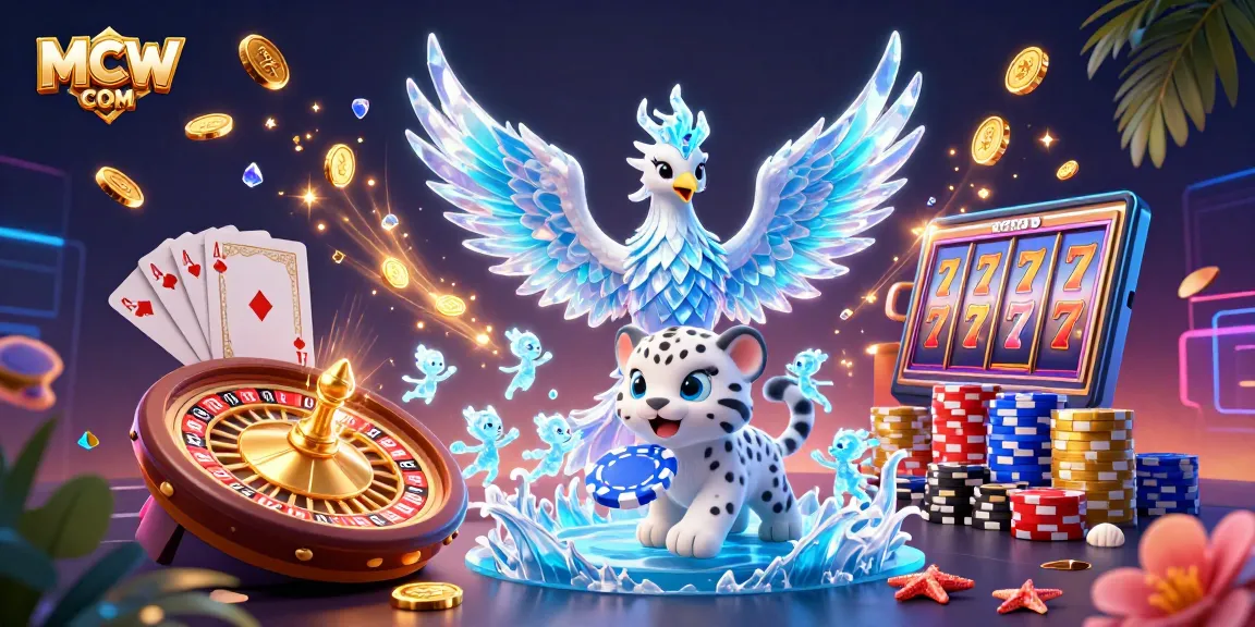 Engage with the exciting MCW COM casino fantasy featuring an ice phoenix and colorful gaming elements.
