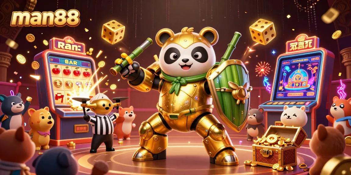 Experience thrilling gameplay with man88 at an exciting casino event, featuring a golden panda robot!