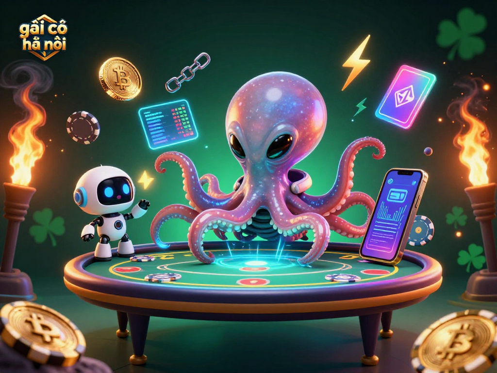 Engage with gái gọi hà nội through dynamic poker games featuring holographic tables, blockchain elements, and cosmic characters.