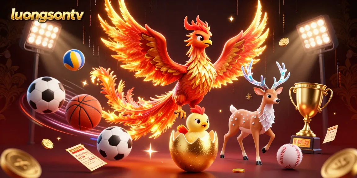 Experience immersive sports excitement on luongsontv with a striking illustration showcasing dynamic gambling elements.