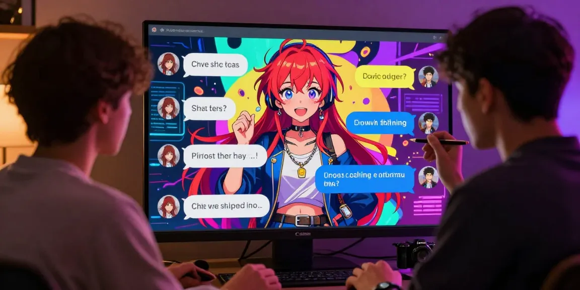 Engaging ai ecchi chat scene featuring dynamic anime character interaction on digital interface.