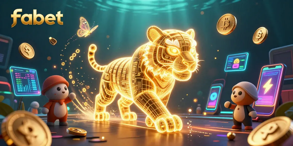 Experience fabet's vibrant digital casino with a golden tiger lighting up the scene.