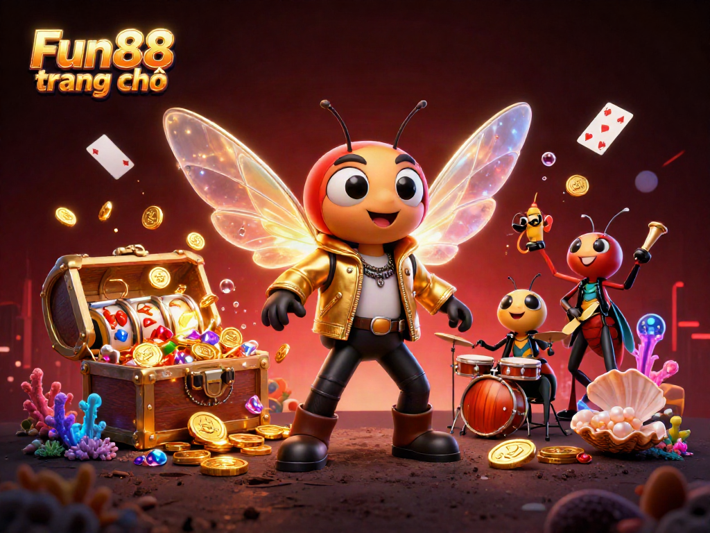 Experience excitement with Fun88 trang chủ as the cicada rock star headlines a vibrant casino-inspired scene.