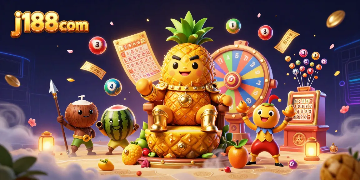 Engage with thrilling games at j188 com featuring a golden pineapple king and lively casino elements