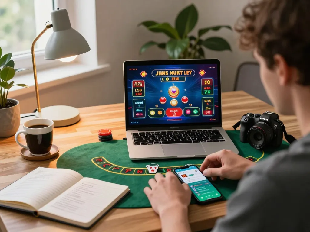 Go99 player enjoying a live dealer blackjack game at home with vibrant graphics and strategic focus