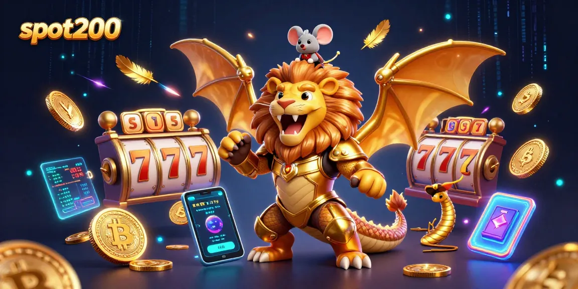 Permainan slot200 dengan makhluk 3D mengagumkan dan simbol keberuntungan bersinar.
