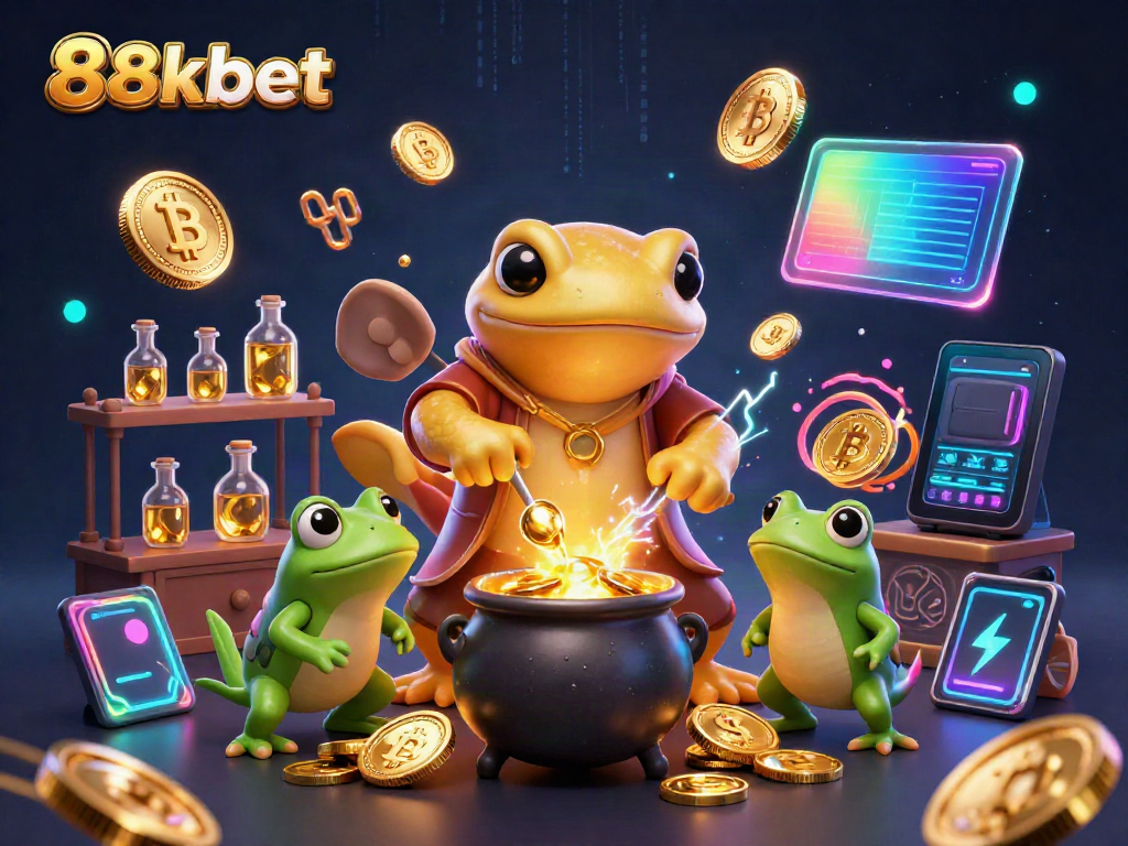 Experience the magical world of 88kbet's golden alchemist engaging in thrilling gambling adventures.