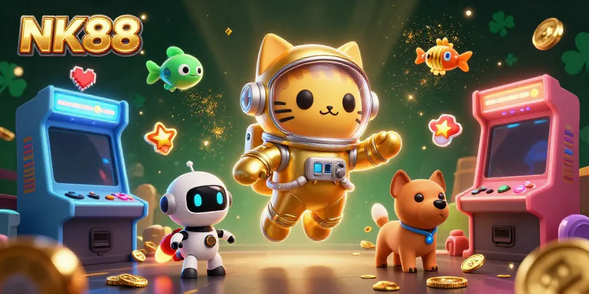 Engage with NK88's vibrant gaming universe through a captivating cosmic adventure illustration.