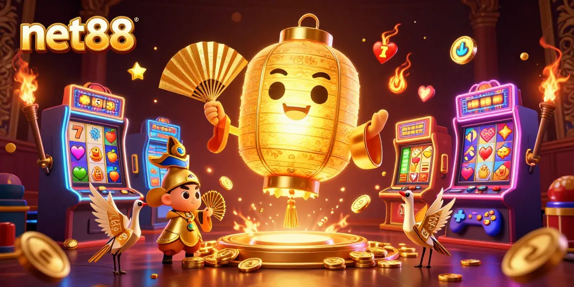 Engage Jackpot excitement with net88 in this colorful, intricate 3D casino illustration.