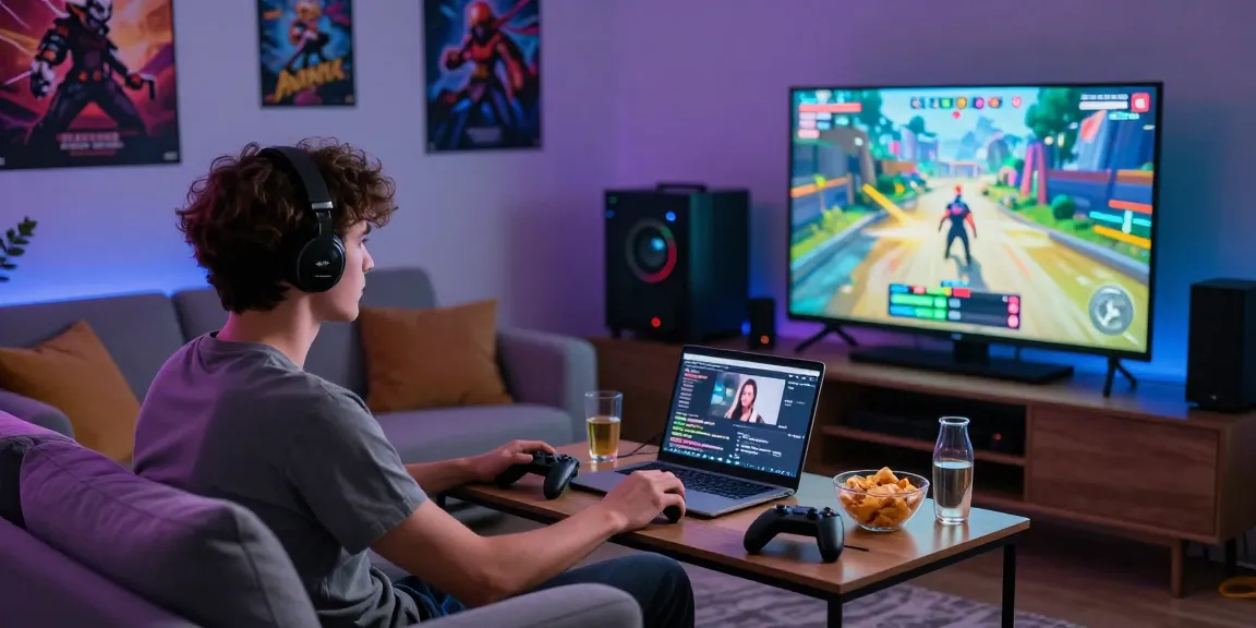การเล่นเกมบนเว็บ playme8 ในห้องนั่งเล่นที่อบอุ่นและมีแสงไฟสดใส