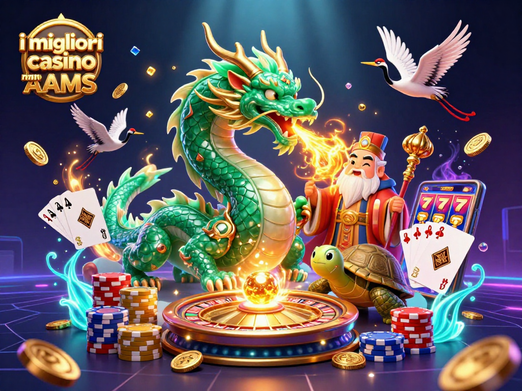 Scopri i migliori casino non AAMS con un drago giada ed elementi di gioco affascinanti.