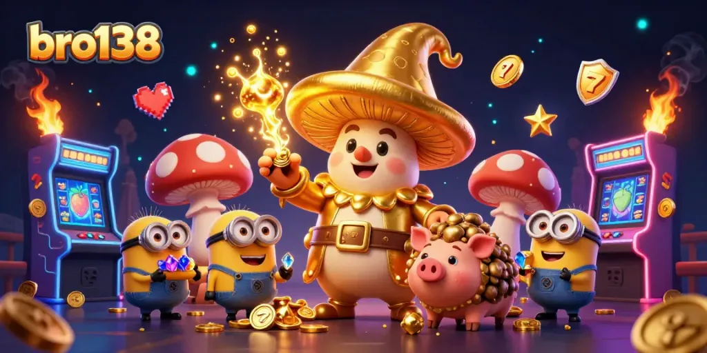 Spin the reels and win treasures at bro138 with fun slot game characters and vibrant design.