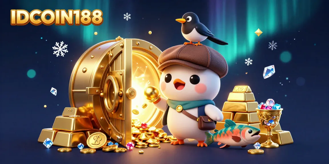 Play slots and win big at IDCOIN188 with adorable characters in a vibrant casino scene!