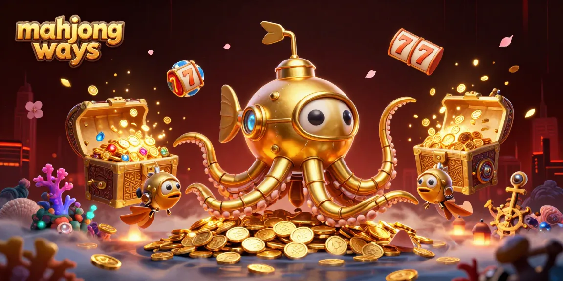 Engage with mahjong ways in a beautifully illustrated casino scene with golden coins and vibrant slot elements.