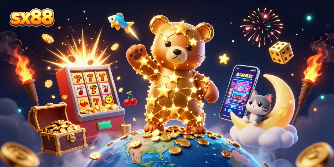 Scoop up vibrant coins with sx88 in a magical casino scene bursting with excitement and colors.