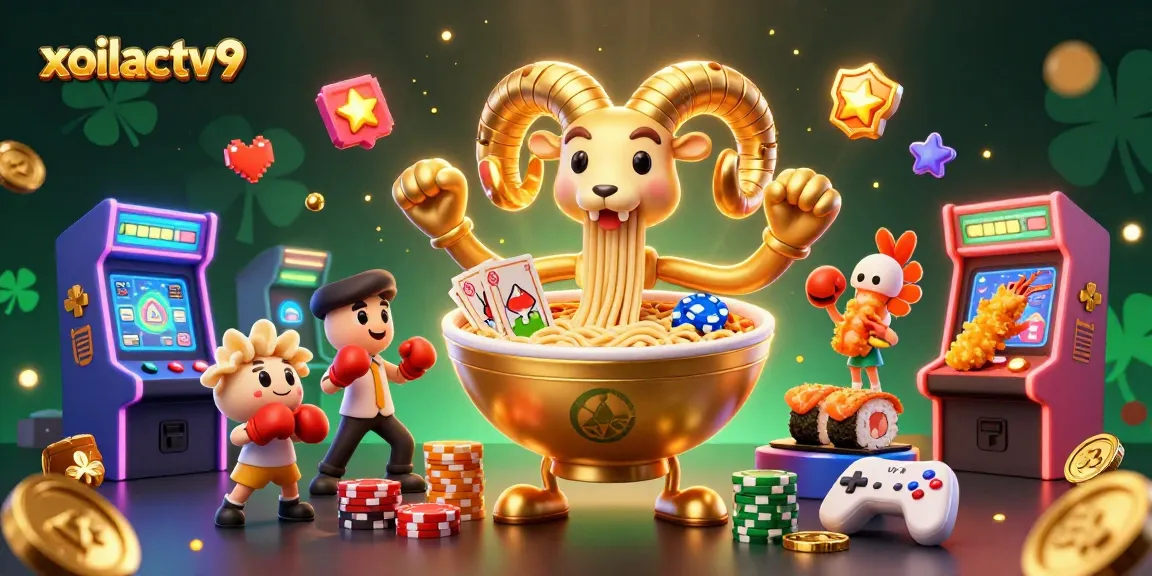 Join the thrilling gaming action with xoilactv9's vibrant casino characters and energetic scene.
