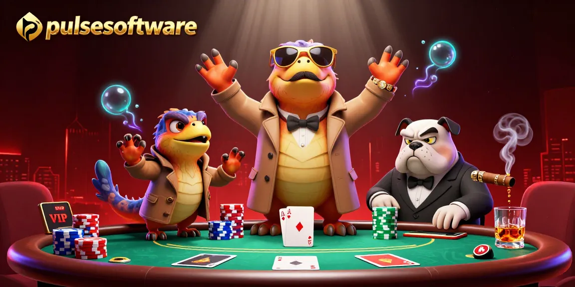 Pulsesoftware showcases a dynamic scene with raptors sneaking into a casino, adding excitement to gambling.