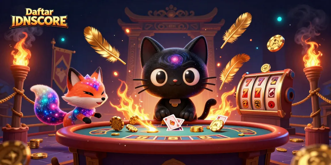 Play games and win with Daftar IDNSCORE in a vibrant cosmic casino scene.